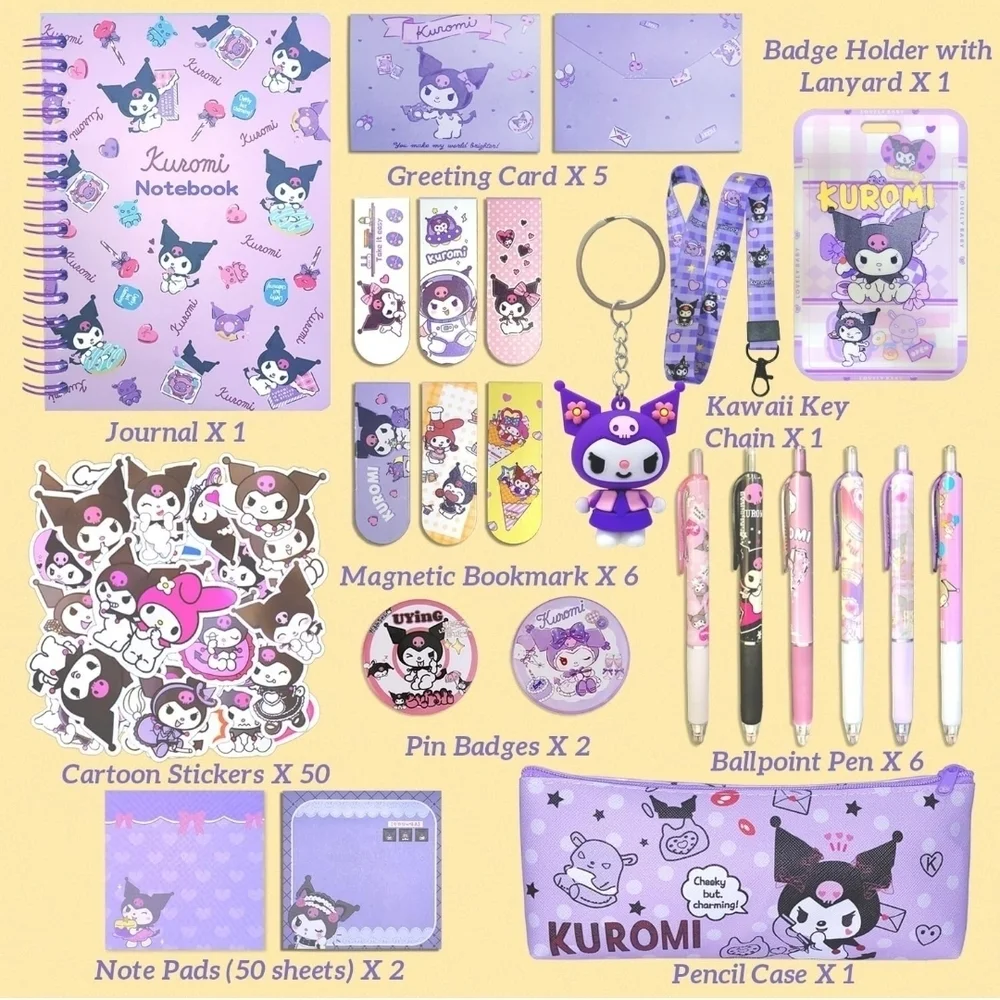 Purple Cartoon Character Accessories Set Kuromi Sanrio